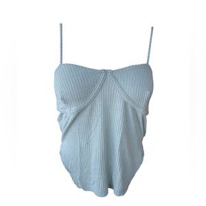 Light Green Tank with angled cutting from Fashion Nova